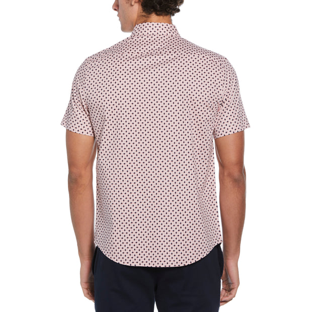 Short Sleeve Poplin All Over Print Abstract Geometric Shirt In Dusty Rose