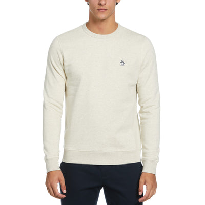 Crew Neck Sticker Pete Fleece Sweatshirt In Birch Jasper Htr