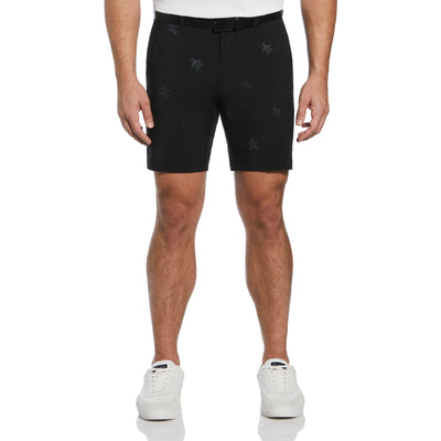 Pete Embroidered Flat Front Golf Shorts In Caviar