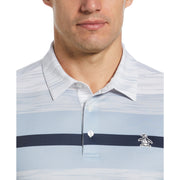 Colour Block Engineered Marl Stripe Golf Polo Shirt In Bright White