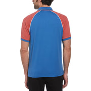 Organic Cotton Raglan Color Block Polo In Star Sapphire