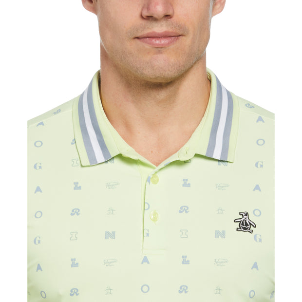 Original Print Golf Polo Shirt In Shadow Lime