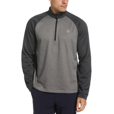 Colour Block 1/4 Zip Pullover In Dark Caviar Heather