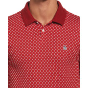 Cotton Pique Jacquard Polo Shirt In Red Dahlia