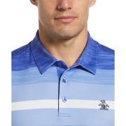 Colour Block Engineered Marl Stripe Golf Polo Shirt In Amparo Blue