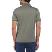 All Over Jaquard Striped Polo Shirt In Dusty Olive