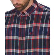 Ecovero™ Blend Plaid Flannel Shirt In Dark Sapphire