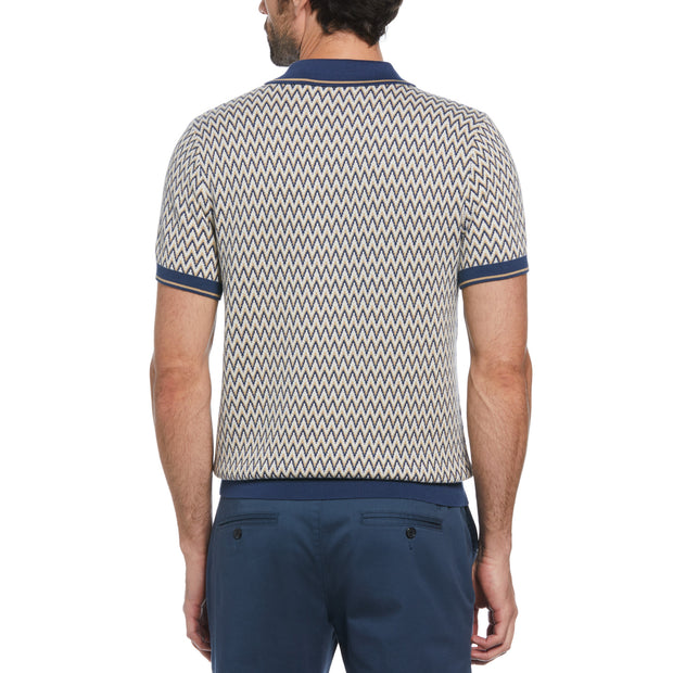 Cotton Jacquard Sweater Polo Shirt In Birch