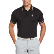 Oversized Pete Tipped Short Sleeve Golf Polo Shirt In Caviar