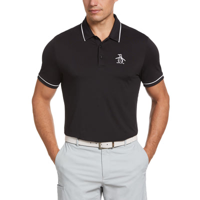 Oversized Pete Tipped Short Sleeve Golf Polo Shirt In Caviar