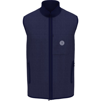 Mixed Media Reversible Fleece Golf Vest In Black Iris