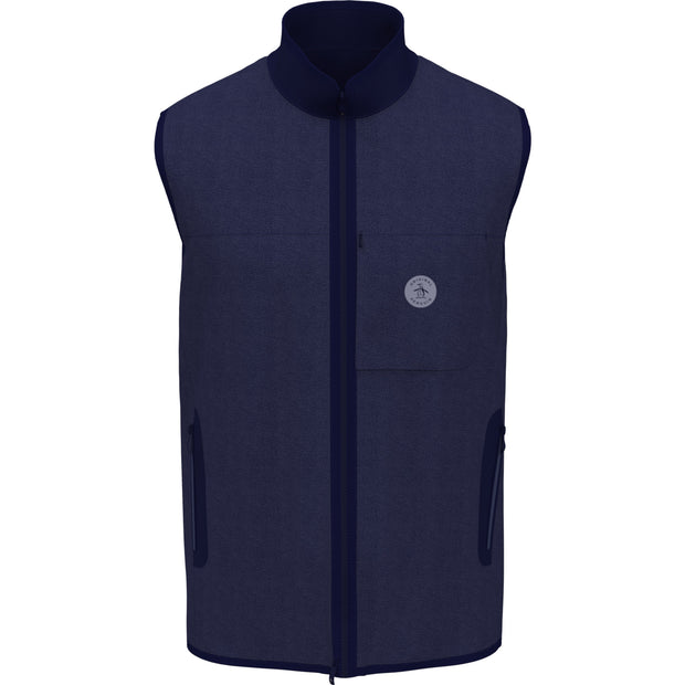 Mixed Media Reversible Fleece Golf Gilet In Black Iris