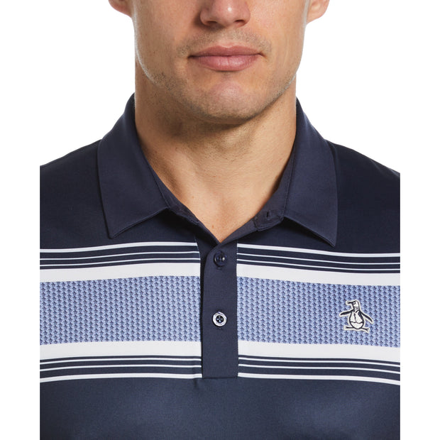 Jack’s Stripe Print Golf Polo Shirt In Black Iris