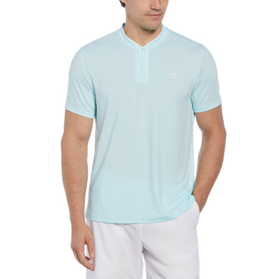 Piped Blade Collar Performance Tennis Polo Shirt In Tanager Turquoise