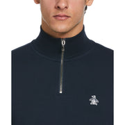 Sticker Pete Fleece Organic Cotton Quarter Zip Sweatshirt In Dark Sapphire