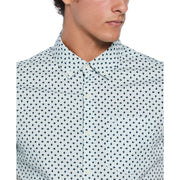 Short Sleeve Poplin All Over Print Abstract Geometric Shirt In Blue Haze