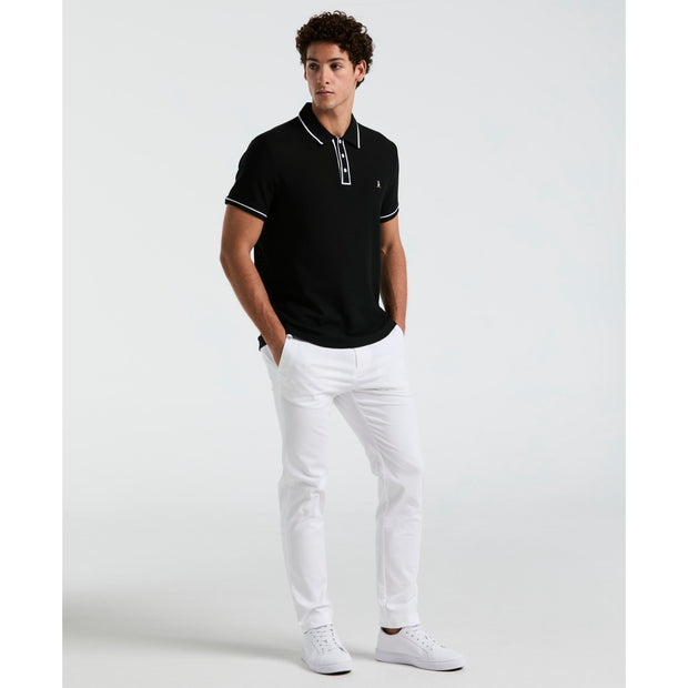 Icons Bentley Mesh Polo Shirt In True Black