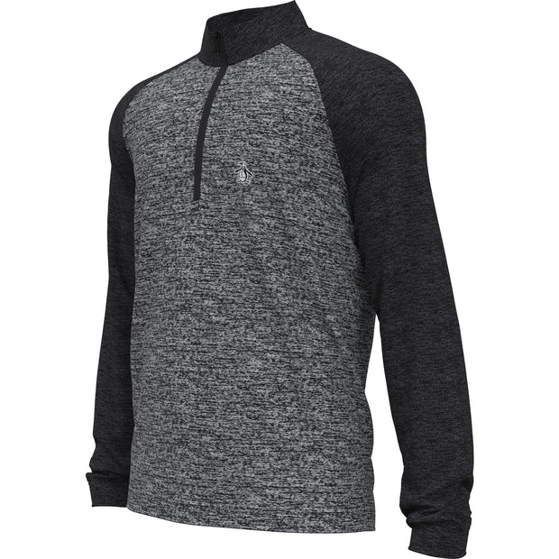 Colour Block 1/4 Zip Pullover In Dark Caviar Heather