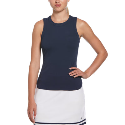 Women's Ribbed Tennis Tank Top In Black Iris