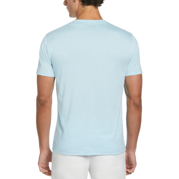 Pin Point Embroidered Pete T-Shirt In Cool Blue