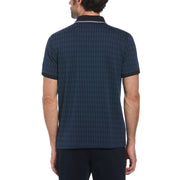 Jacquard Argyle Print 1/4 Zip Polo In Sargasso Sea