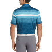 Colour Block Engineered Marl Stripe Golf Polo Shirt In Corsair