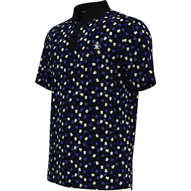 Whimsical Earl Print Golf Polo In Caviar