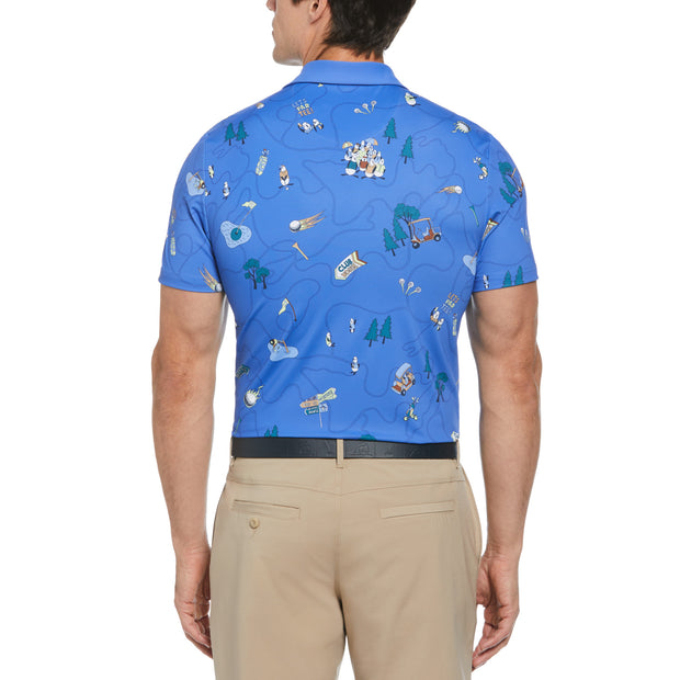 Pete’s Game Print Golf Polo Shirt In Amparo Blue