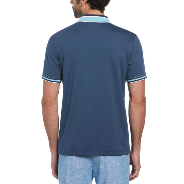 Interlock Novelty Collar Polo Shirt In Blue | Original Penguin®