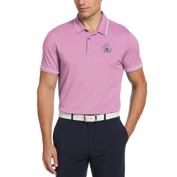 Pete Tipped Golf Polo Shirt In Rose Bouquet