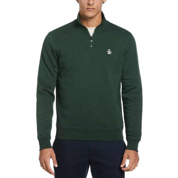 Sticker Pete Fleece Organic Cotton Quarter Zip Sweatshirt In Sycamore