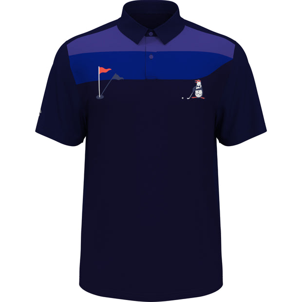 Pete On The Green Block Print Golf Polo Shirt In Black Iris