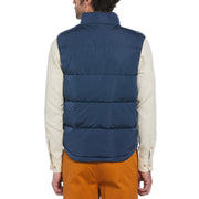 Faux Down Color Block Gilet In Sargasso Sea