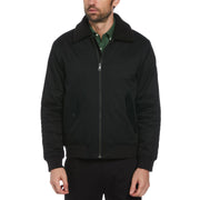 Twill Bomber Jacket With Faux Sherpa In True Black