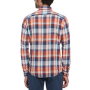 Long Sleeve Eco Stretch Plaid Shirt In Sargasso Sea