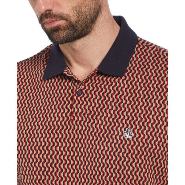 Mini Geo Print Polo Shirt In Racing Red