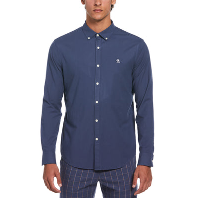 Ecovero Oxford Stretch Long Sleeve Shirt In Sargasso Sea