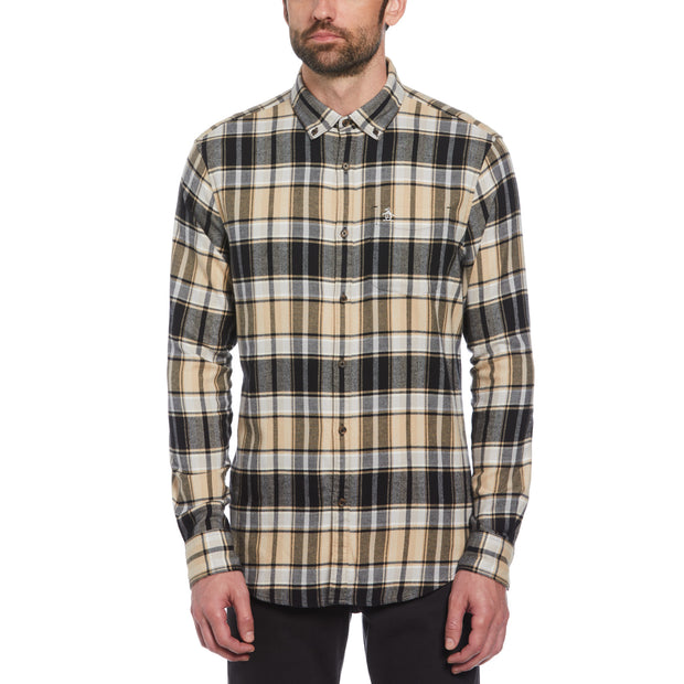 Ecovero™ Blend Plaid Flannel Shirt In True Black