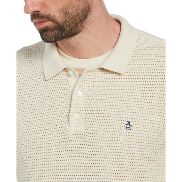 Mesh Sweater Polo Shirt In Birch