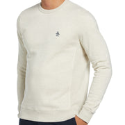 Crew Neck Sticker Pete Fleece Sweatshirt In Birch Jasper Heather