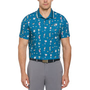 19th Hole Printed Golf Polo Shirt In Corsair