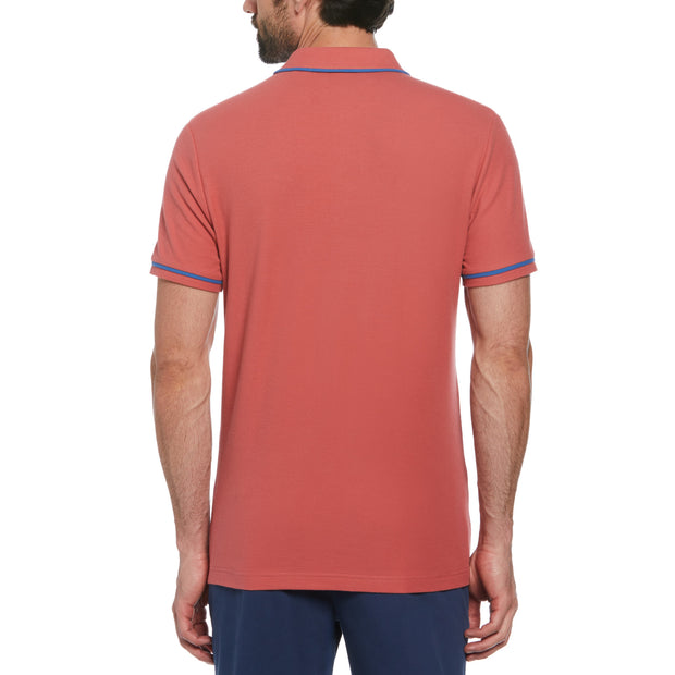 Organic Cotton The Earl Pique Short Sleeve Polo Shirt In Mineral Red