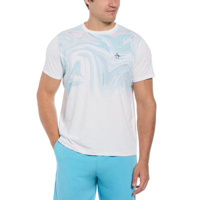 Marble Print Performance Tennis T-Shirt In Bright White