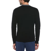 Tipped Crew Neck Jumper In True Black