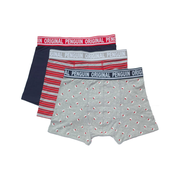 3 Pack Festive Santa Hat Boxers In Light Grey