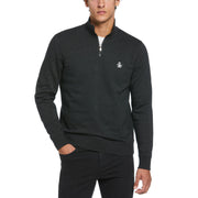 Sticker Pete Fleece Organic Cotton Quarter Zip Sweatshirt In Dark Charcoal Heather