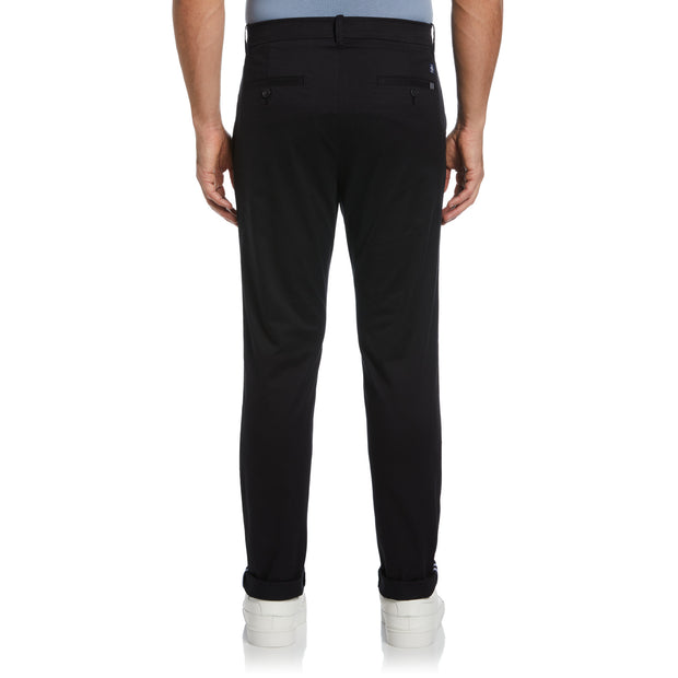 Recycled Cotton Stretch Twill Chino Trousers In True Black