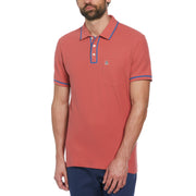 Organic Cotton The Earl Pique Short Sleeve Polo Shirt In Mineral Red