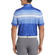 Colour Block Engineered Marl Stripe Golf Polo Shirt In Amparo Blue