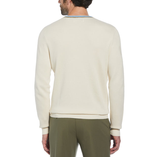 Tipped Crew Neck Jumper In Birch